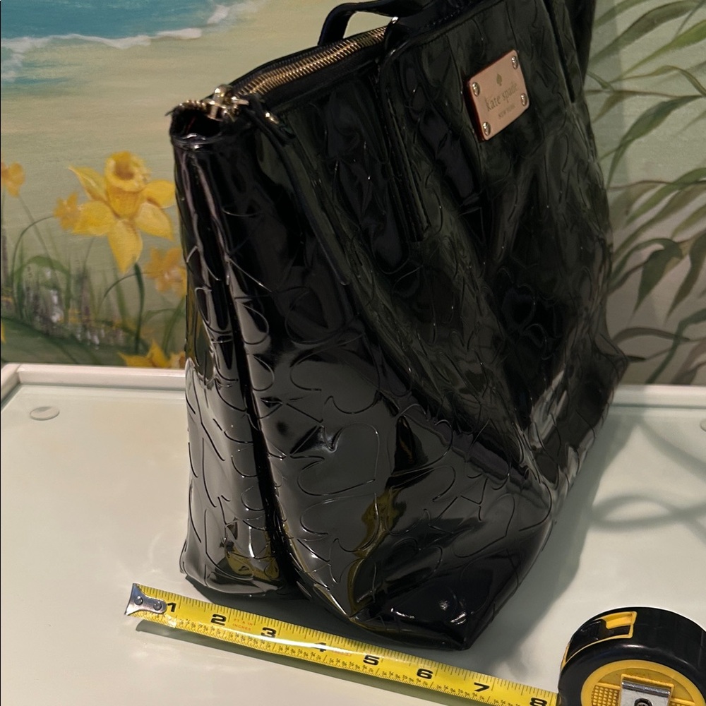 Kate Spade New York Sophie Shiny Black Patent Leather Tote. 13” x 10” x 6” - Picture 8 of 14
